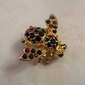 Joan Rivers Gold toned Bee Brooch with Multicolor Gemstones